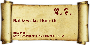 Matkovits Henrik névjegykártya